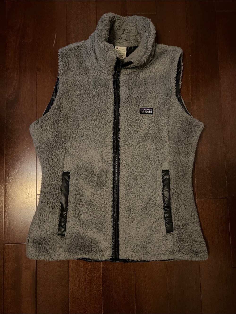 Patagonia Kids Gray Sherpa Fleece Vest with Black Trim